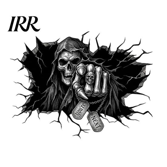 Large Size Skull Decal Grim Reaper Wall Sticker, 3D Breaking Through Art Decal, Spooky Room Decorations Scary Mural for Home Bar Pub Halloween