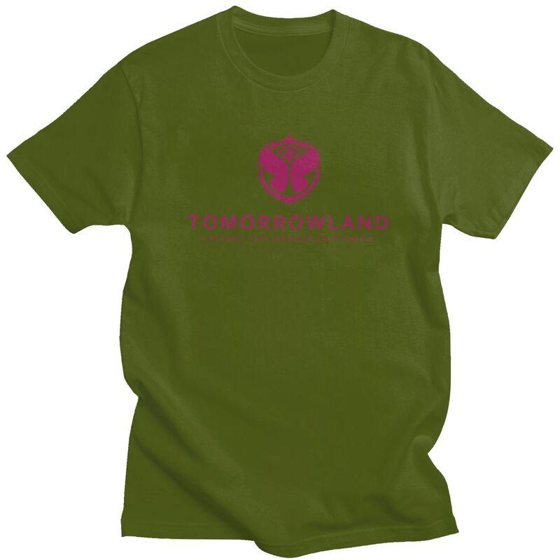 Niestandardowy T-shirt Tomorrowland dla mężczyzn z krótkim rękawem, fajny belgijski T-shirt do muzyki tanecznej, luźny krój, 100% bawełna, prezent