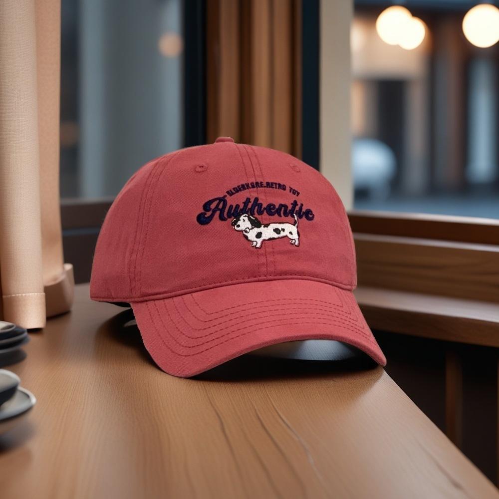 ins cute dog embroidery soft top baseball cap women's 2025 new autumn and winter Korean versatile peaked hat~
