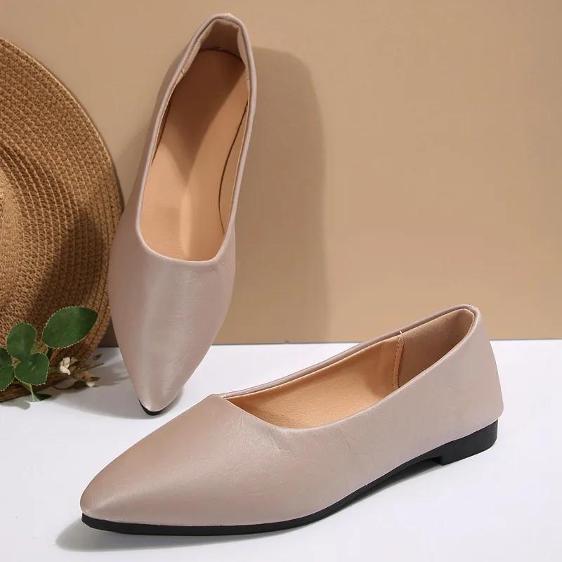

Осень Новые Балетки Женские Модные С Острым Носком С Неглубоким Вырезом Мягкая Подошва Противоскользящие Износостойкие Туфли С Низким Верхом 36 розовый