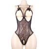 Night concubine sexy underwear leopard print lace transparent open onesie women's breasts tight temptation