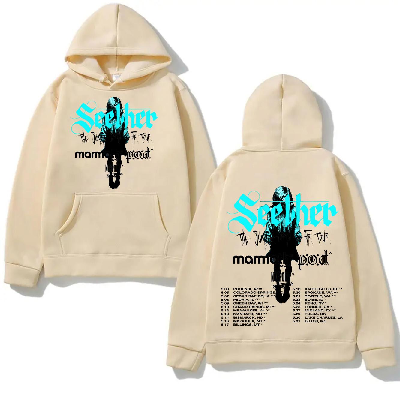 

Seether Surface Seems So Far Tour 2025 Hoodie Seether Rock Band New Sweatshirt Heavy Metal Pullover Unisex Loose Streetwear XS