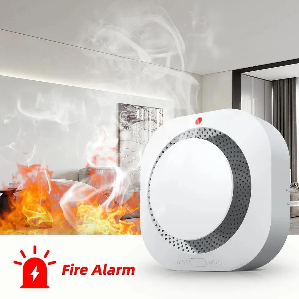 Independent Smoke Detector Sensor Fire Alarm System For Home Office Security Smoke Alarm Fire Protection Battery Powered