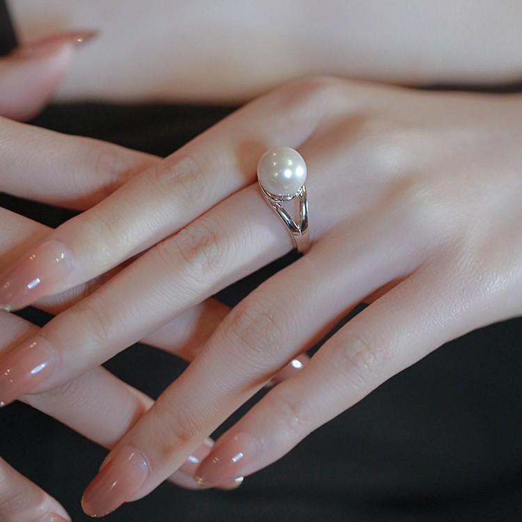 S925 Sterlingsilber Perlen Offener Verstellbarer Ring - Elegantes Nischen-Design für Damen für den Zeigefinger