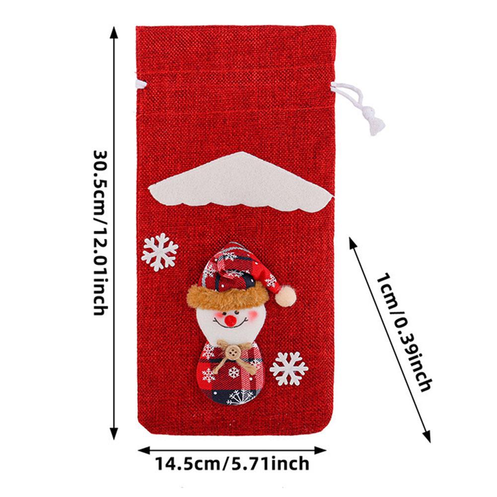 Drawstring Closure Christmas Wine Bags Festive Bottle Bags Reindeer Design