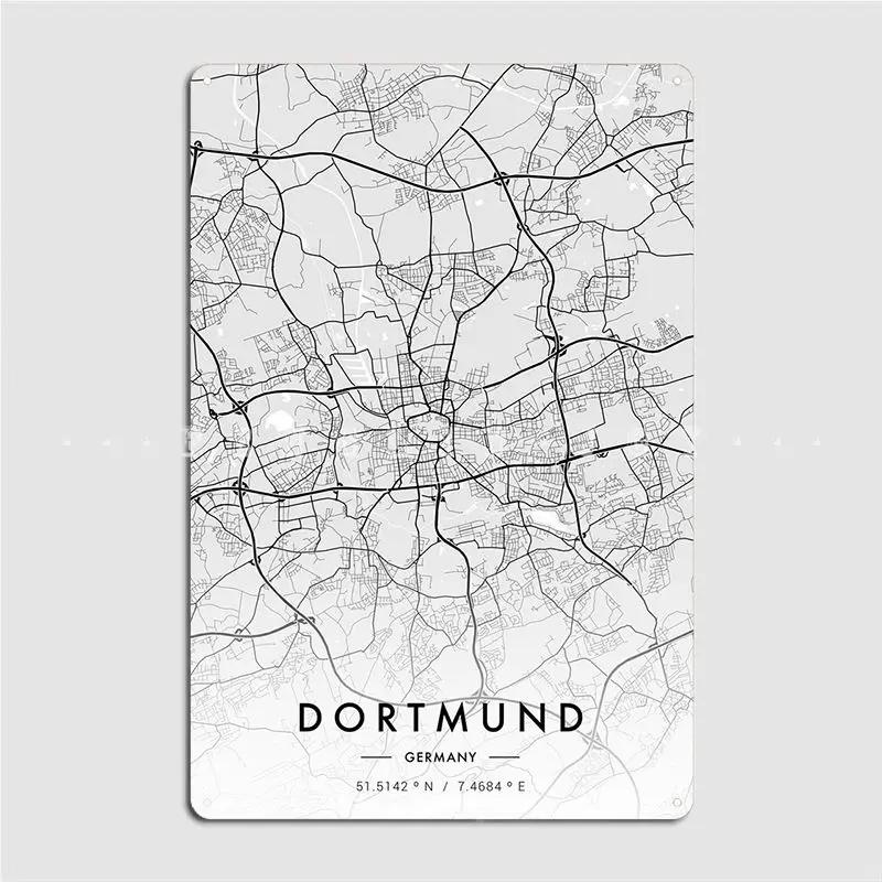 

Dortmund City Map White Metal Plaque Poster Garage Club Wall Decor Cinema Kitchen Create Tin Sign Poster 20x30cm