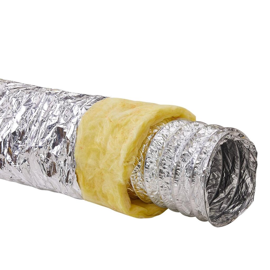 Wäschetrockner-Abluftschlauch, 152,4 MM Isolierter Flexibler Schlauch 7,62 M Lang mit 2 Schlauchschellen, Robuster Dreischichtiger Schutz für HVAC Heizung Kühlung Lüftung