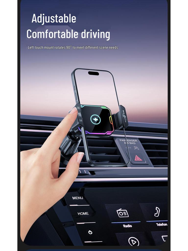 Universal Electric Dual Motor Car Phone Holder with Rotating Lift Design