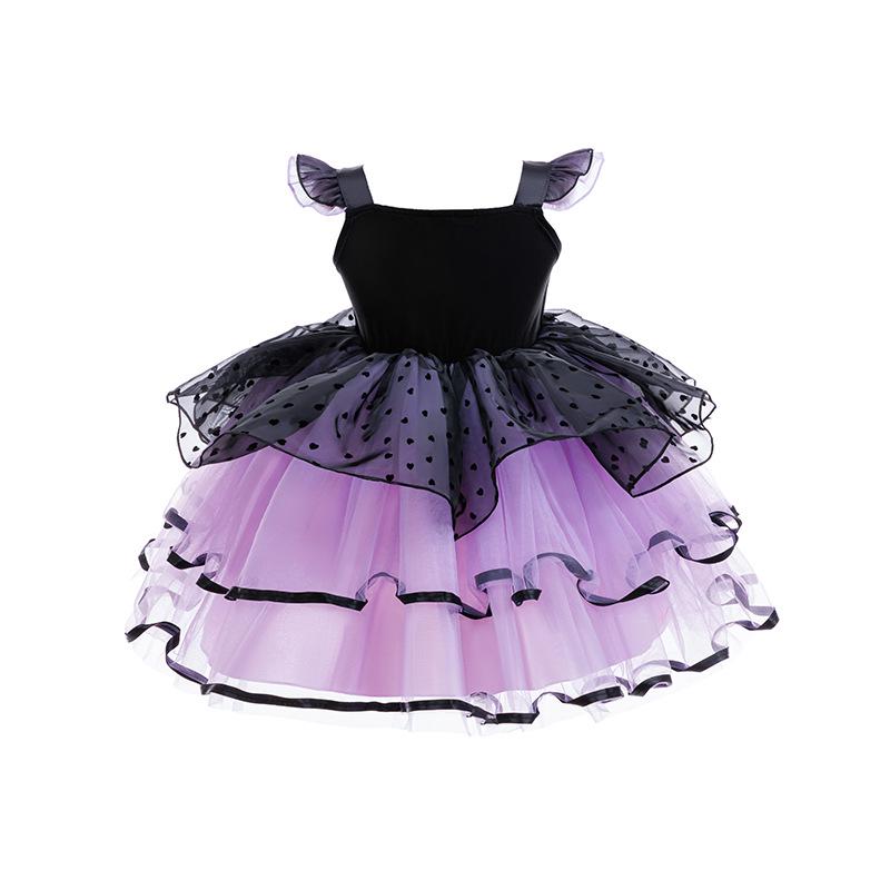 Girls' Halloween Black & Purple Lolita Princess Dress - Sweet & Cool Style Puffy Holiday Dress