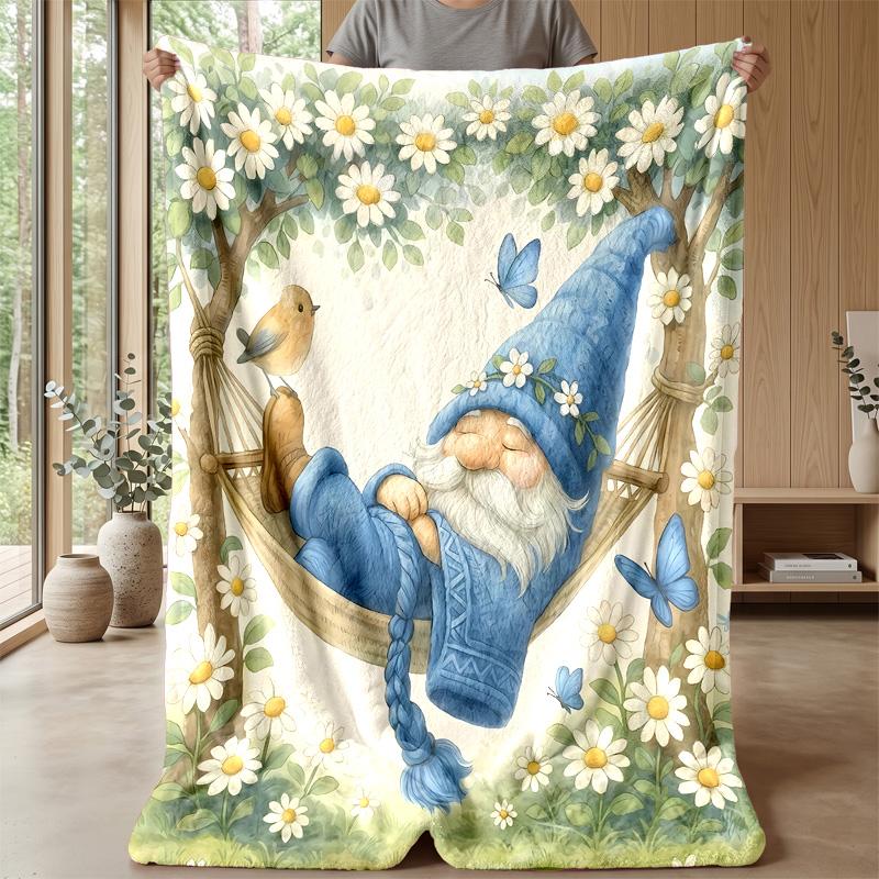 Gnome Driving Flying Truck Theme blanket Lightweight Warm Flannel Blanket Decorative Throw Blanket for Home Decoration
