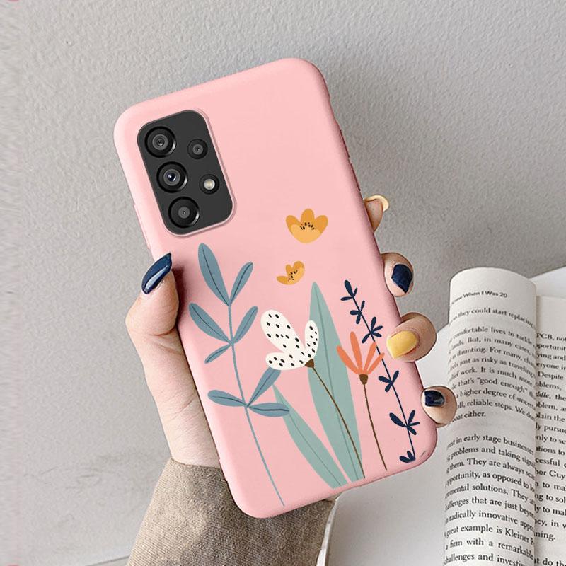 Case For Samsung A53 A52S A52 A73 A70 Cute Heart Flower Back Cover Soft Silicone Matte Protective Funda For Samsung Galaxy A53