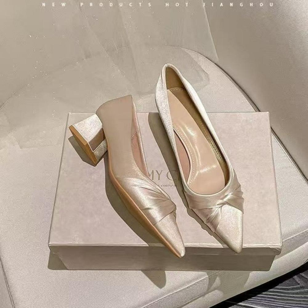 Francuski Styl Szpilki Damskie Nowe Jesienne Cienki Obcas Szpiczasty Nosek Pojedyncze Buty Wszechstronne Nowe Buty na Ceremonie Buty Wieczorowe Czółenka