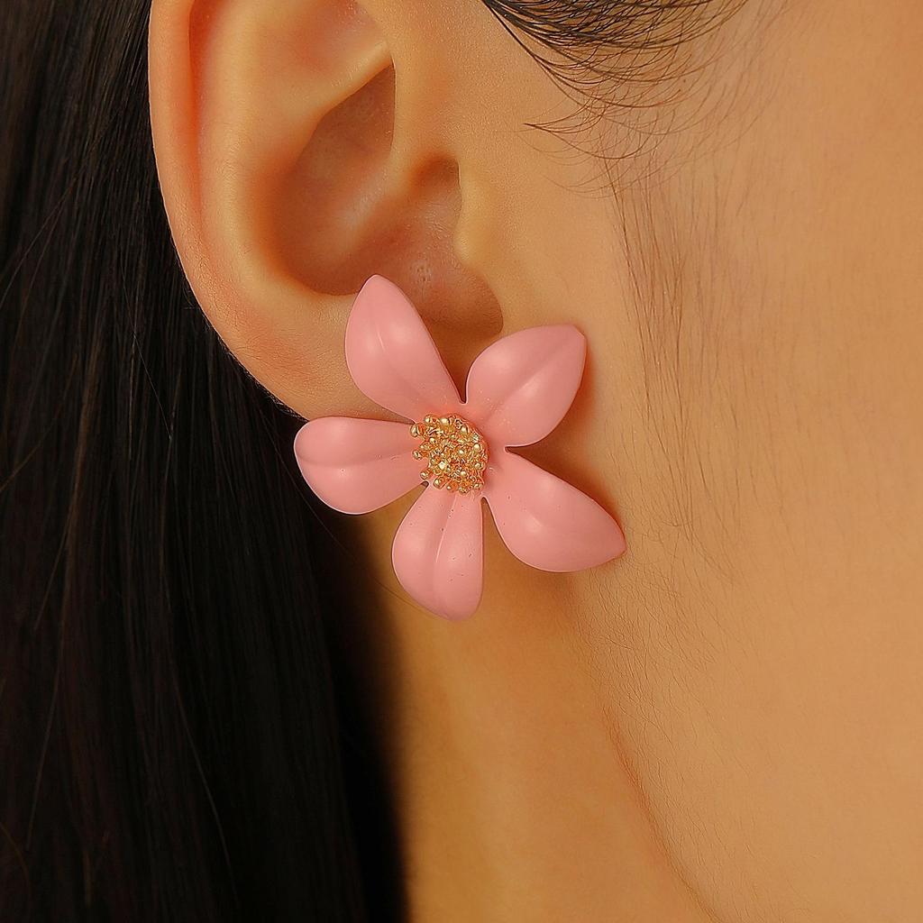 Trendy Multicolor Flower Drop Earrings for Women – Elegant & Slimming European/American Style