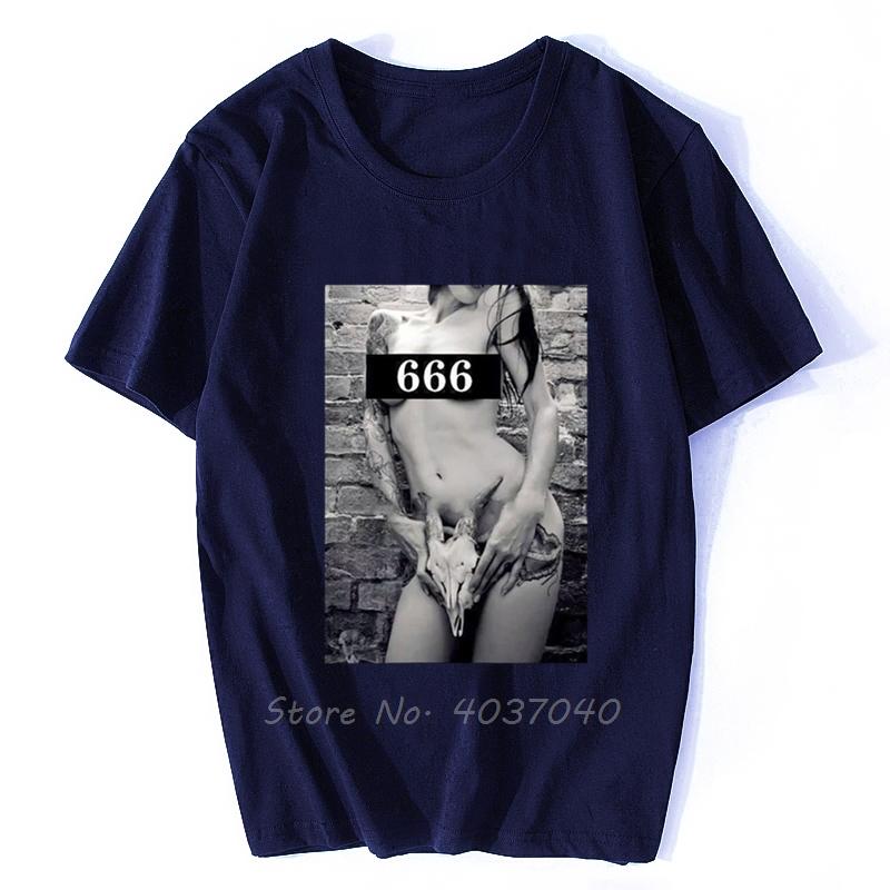 Sexy 666 Girl Skull Tattoo Fun T Shirt Unisex Unisex Unisex Tshirt Unisex Cotton Tshirt Hip Hop Tees Tops Streetwear
