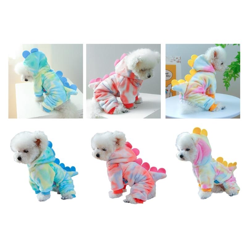 Dog Furry Jumpsuit for Dogs Boy Girl Medium Dogs for Indoor and Outdoor Use Cartoon Dinosaur Clothes Outfit for Pet Dogs