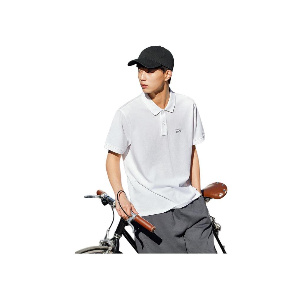 Anta Quick-Dry Casual Outdoor Short Sleeve Polo Shirt Men Tops Chip-Gray 152428105-2