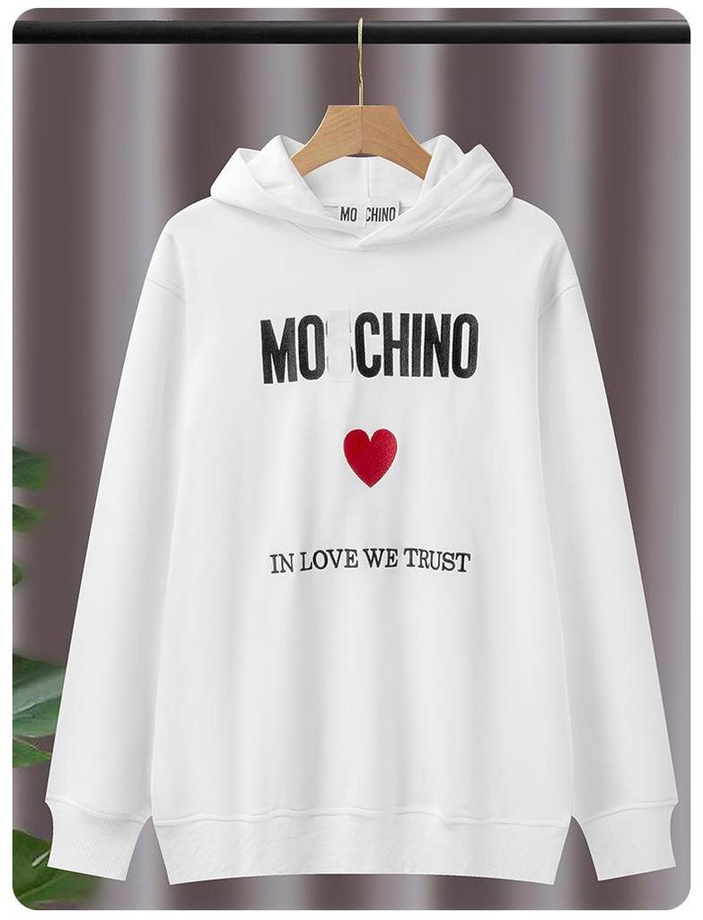 Mos Big Name Style Hoodie med Hjärtmönster - 2025 Höst/Vinter Casual Lös Passform Tröja