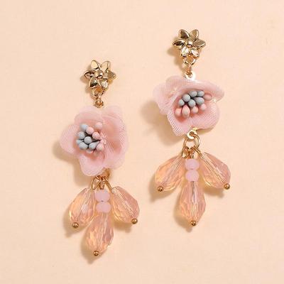Elegant Camellia Rhinestone Dangle Earrings for Women