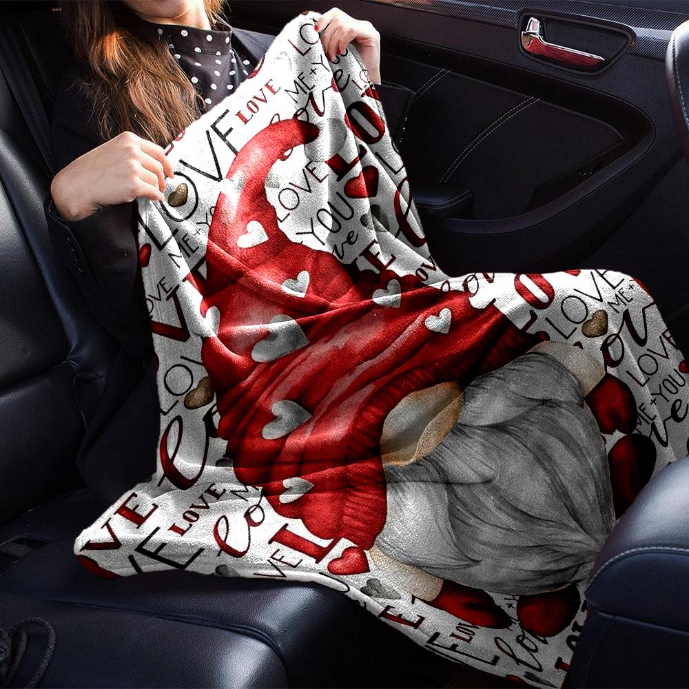 Love Gnome Heart Blanket Soft Throw Blanket For Home Bedroom Bed Sofa Travel Office Solid Christmas Blanket