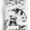 Capa de edredom estampada de bambu com panda fofo animal, fronha, tecido para casa, capa de edredom para meninos, crianças, adolescentes e meninas, conjunto de 3 peças de cama