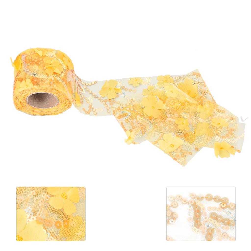 Rolka tiulu 10 jardów haftowane cekiny kwiaty siateczka wstążka dekoracyjne akcesoria rzemieślnicze