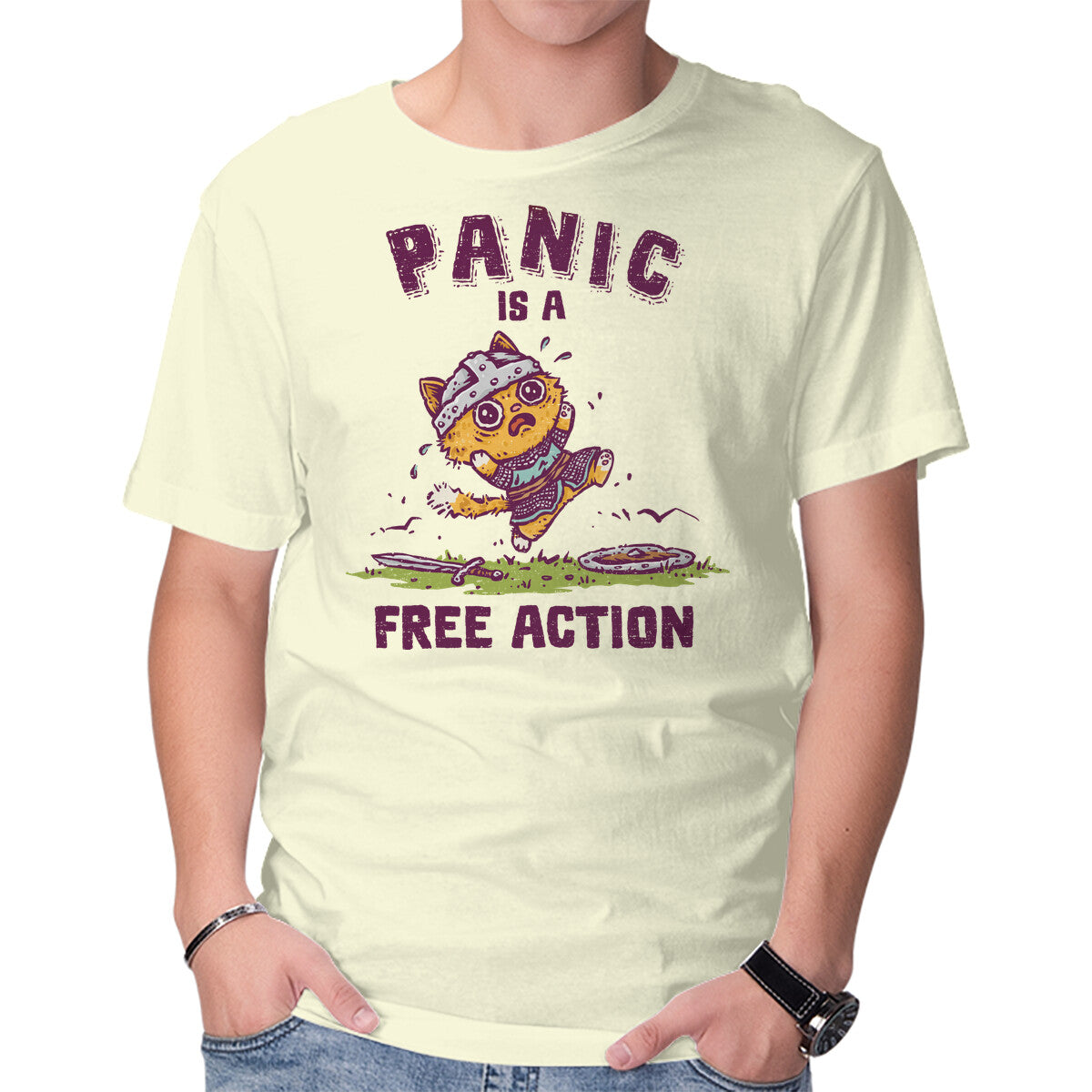 Unisex Crew Neck T-Shirt Panic Is A Free Action Graphic Short Sleeve Casual Tee XXXL