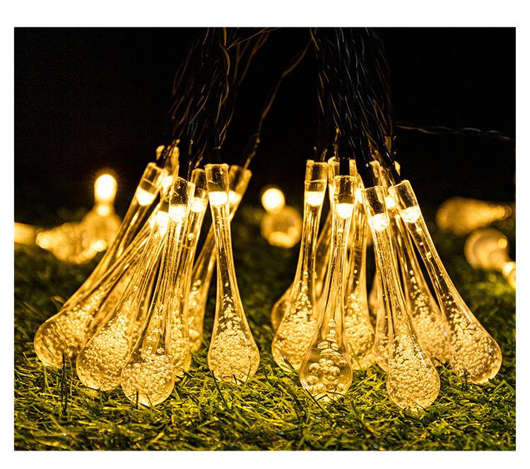 Solar-Wassertropfen-Lichterkette, Außenbalkon, Gartenhofdekoration, Weihnachtslichterkette