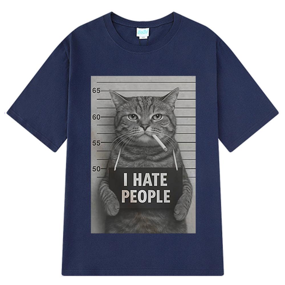 2026 Summer Cotton Printed TShirt Mugshot Cat Meme Graphic Tee Unisex WOMEN Plus Size Loose Casual Hip Hop Rap Breathable Top