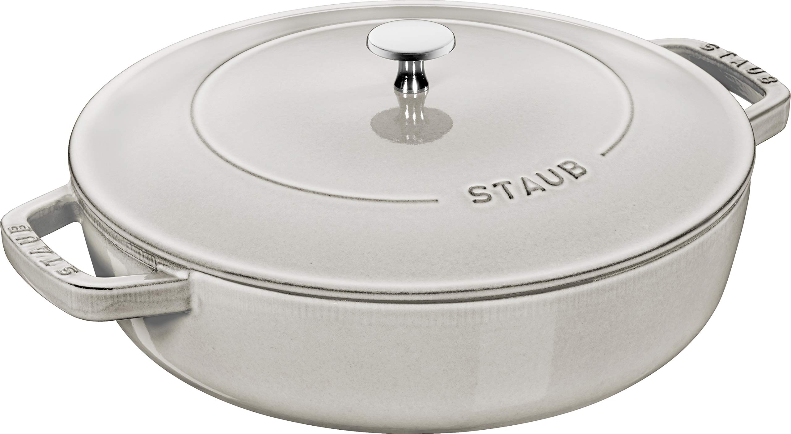 

staub Saute Pan Campagne Large Two Hand Cast Enamel Pot Shallow Sukiyaki Compatible with IH Japanese Product with Serial Braiser Blazer 28cm