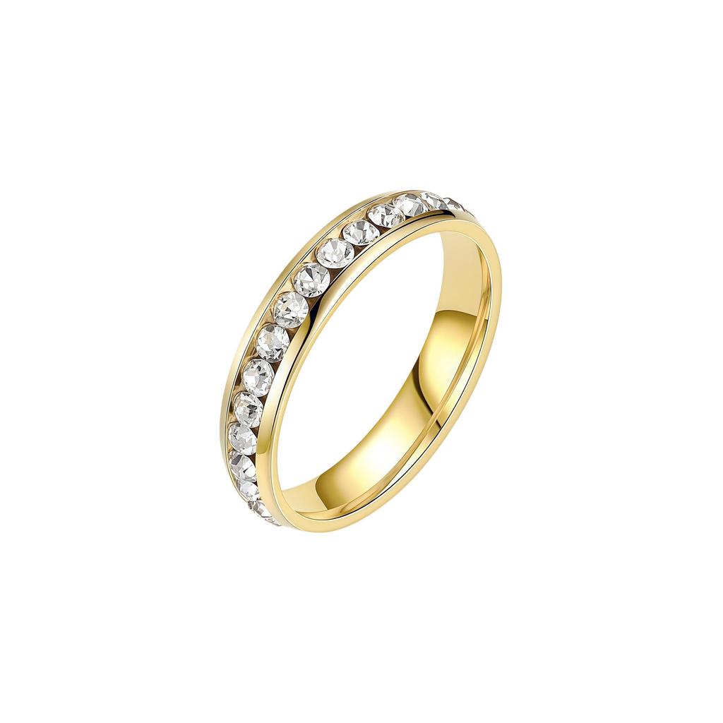 Niche Light Luxury Full Diamond Stainless Steel Women's Ring, Colorfast & Fashionable, Titanium Steel Band, Perfect for Couples