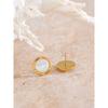 Yhpup High Quality Fashion Natural Shell Zirconia Stud Earrings Prevent Allergy Metal Golden Premium Daily  Jewelry Waterproof