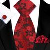 Red Striped Paisley Solid Floral Wedding 8CM Tie For Men Design Mens Necktie Hanky Cufflink Set For Daily Wear Business Party