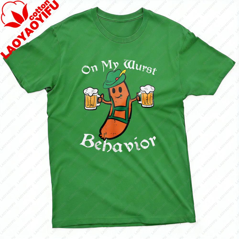 Auf meinem schlimmsten Verhalten Oktoberfest Wurst Bier Design T-Shirt Herren T-Shirt Baumwolle Sommer Kurzarm Lässige Mode Oberteile