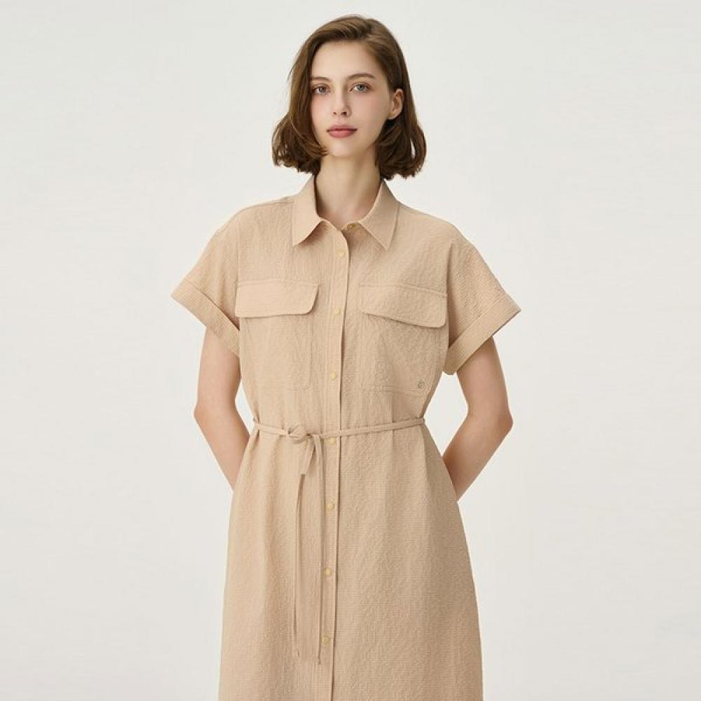 Huit Seersucker Short Sleeve Long Shirt Htwsu5j05t