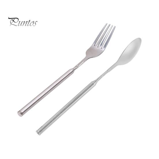 Extendable Fork Telescoping Spoon Stainless Steel Retractable Dinner Spoon Long-Handled Prank Fork Versatile Dining Tool for BBQ Camping