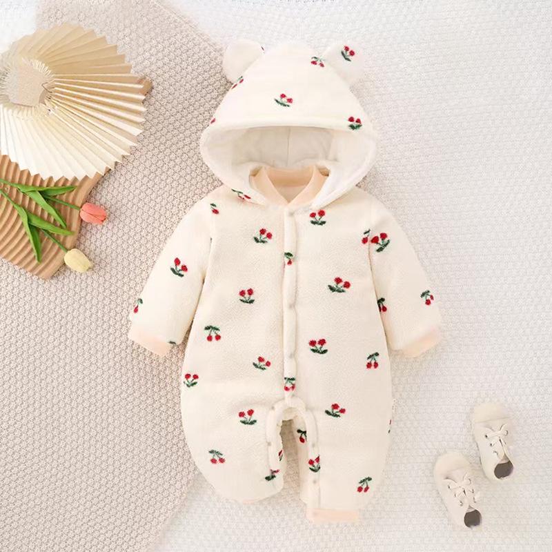 Cozy Cotton-Padded Baby Bodysuit: Thick Winter Wear for Newborn Crawling