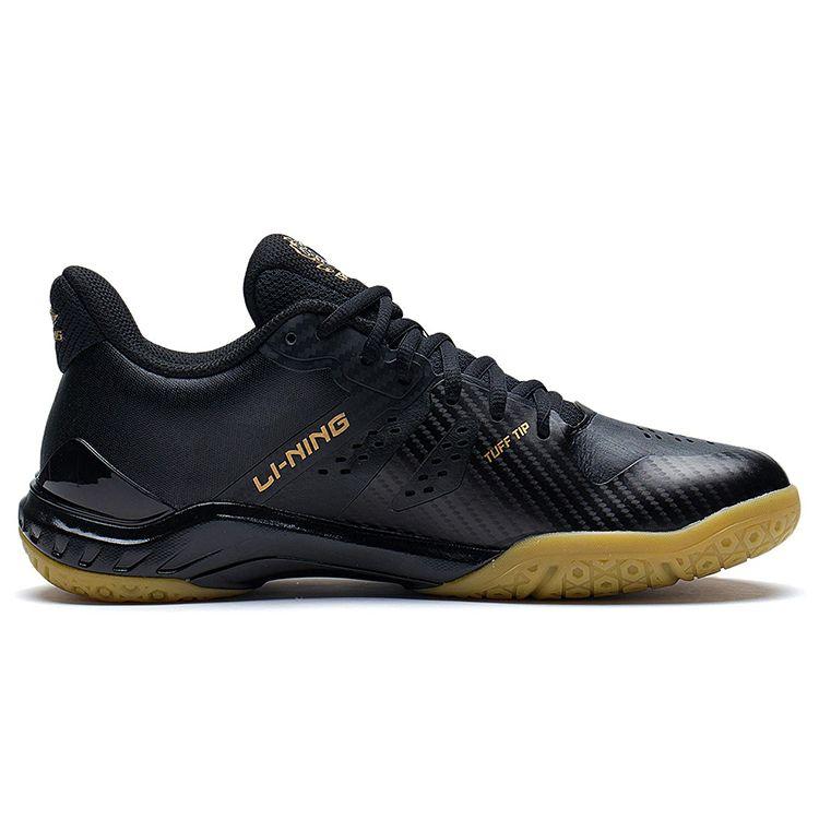Li-Ning Synthetic Leather Shock Absorption Non-Slip Wear-Resistant Supportive Low-Top Badminton Shoes Unisex Shoes Black AYAS028-1