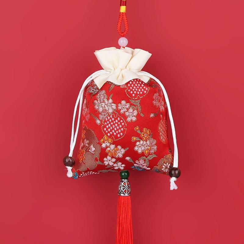 1PC Embroidery Jewellery Bag Flower Satin Reusable Storage Pouches Elegant Gift Bags Traditional Brocade Drawstring