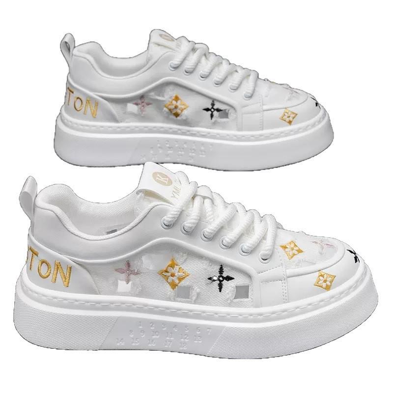 Lato wygodne i oddychające buty sportowe i rekreacyjne męskie na grubej podeszwie podwyższające z dopasowaniem kolorystycznym wszechstronny nadruk buty casualowe