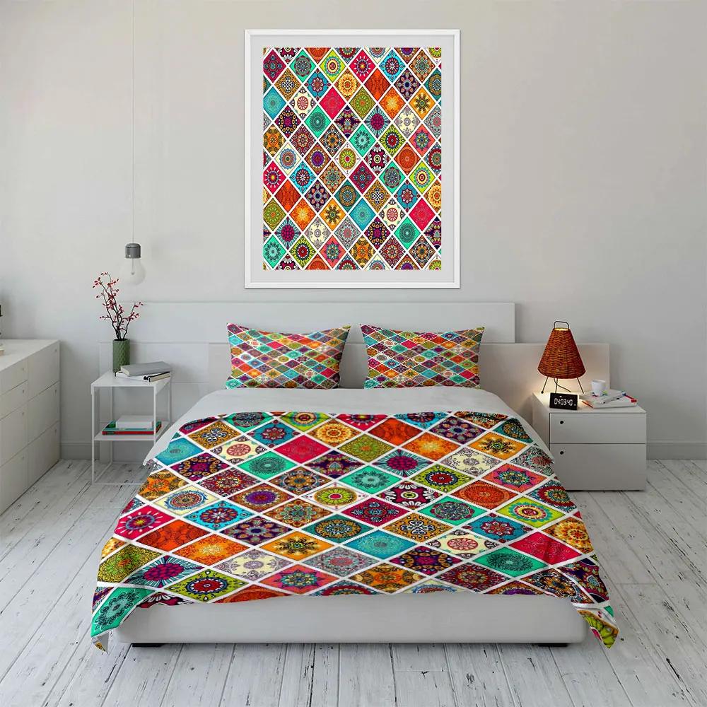 Colorful Mandala Pattern Decor Set Soft Comfortable Duvet Cover Bedding Set Included 1*Duvet Cover & 2*Pillowcases Gift