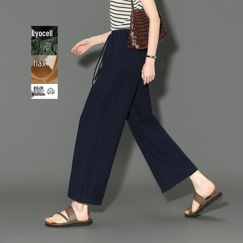 Demana Women s Linen Blend Cropped Casual Pants S