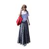 Women's High Waist Plaid Fringe A-line Skirt - 2025 Spring/Autumn Collection