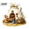 Cute Animal Wall Murals Cartoon Mouse Sticker, Fairy Tale Decal, PVC Waterproof Removable Vinyl Stickers Art Decors, Self Adhesive Mural for