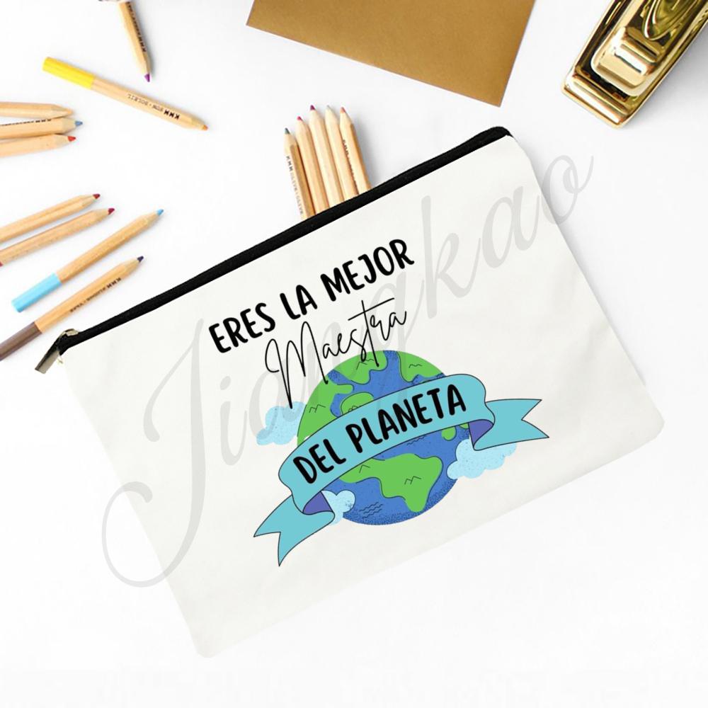 Behind Every Happy Child There Is A Great Teacher Printed Pencil Bag Feamle Makeup Bag Travel Toiletries Bags Gift for Teachers