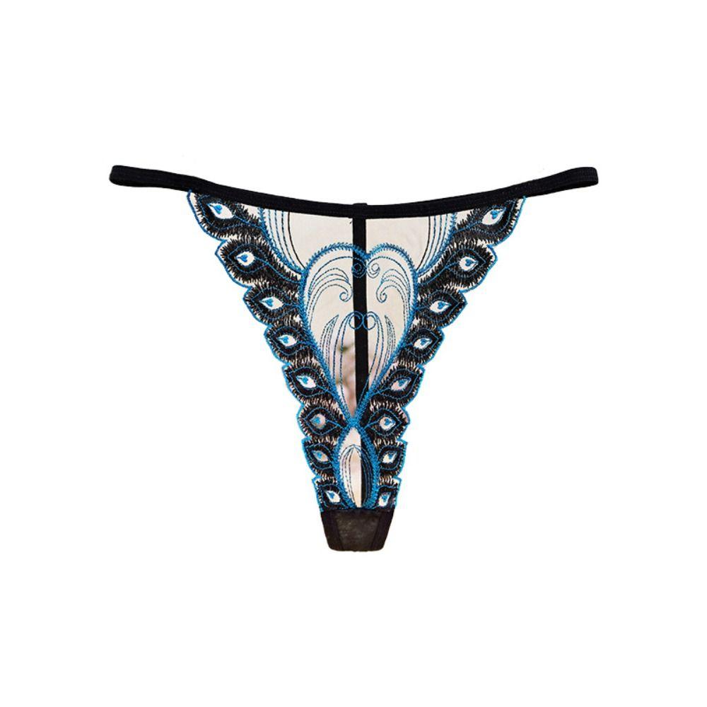 Cotton Crotch Lace Embroidered Panties Low Waist Transparent T-Pants Sexy Mesh Thongs  Gift