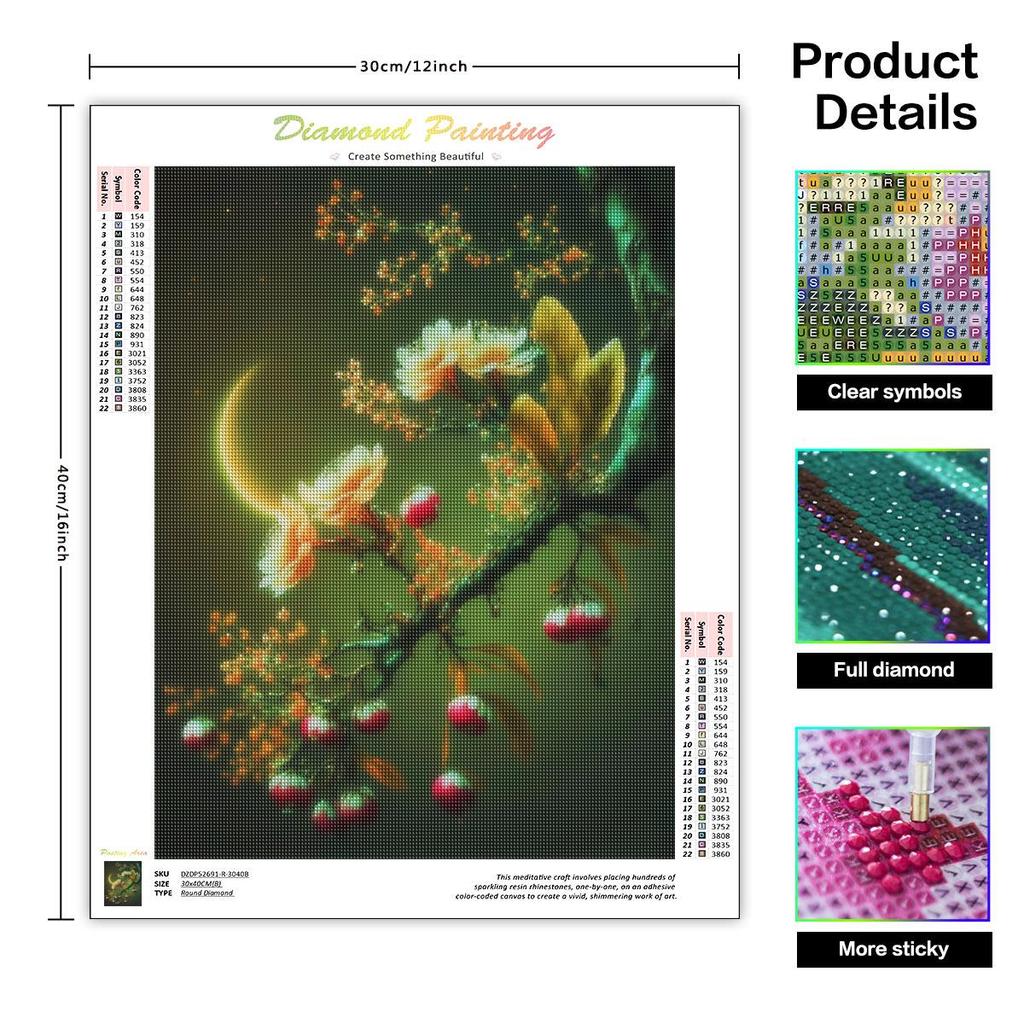 5D DIY Diamond Painting Landscape Flower Moon Diamond Embroidery Cross Stitch Rhinestones Mosaic Handmade Gift 30x40cm/12x16inch