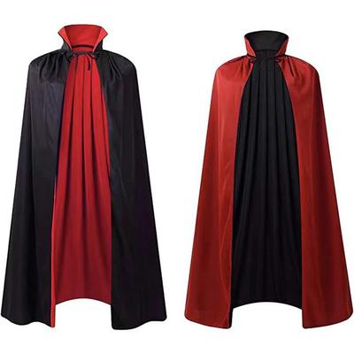 Reversible Red/Black Halloween Cape with Stand-up Collar for Kids & Adults - Grim Reaper & Pirate Costume