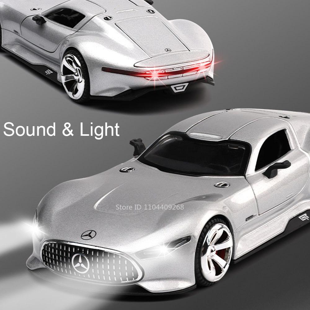 1:32 Scale GT 300SL Sports Car Model Toy Doors Opened Sound Light Pull Back Diecast Metal Vehicles Models Collection Kid Gifts
