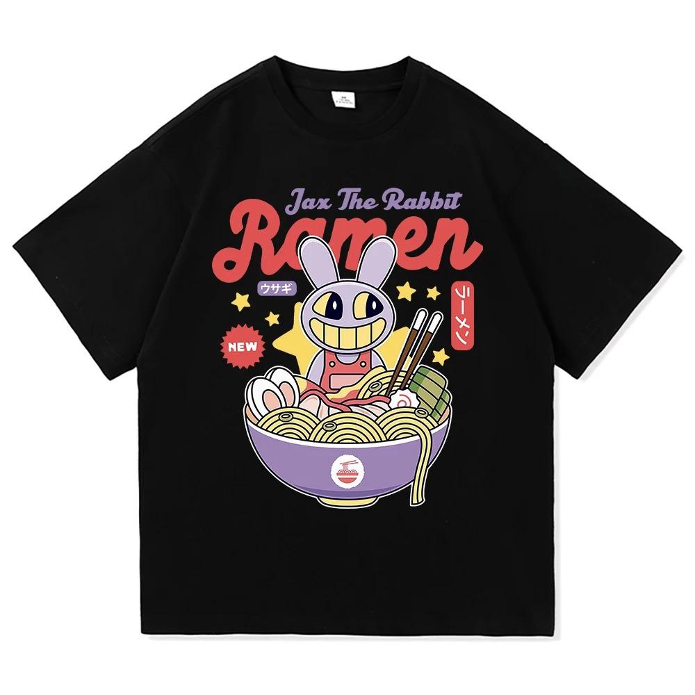 Kinder Amazing Digital Circus Ramen T-Shirt, Modisches und Lustiges Caine Pomni T-Shirt, Unisex Niedliches Kaninchen Nudel Baumwoll T-Shirt