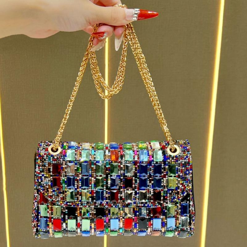 

Clutch Bag, Full Diamond Bag, Small Square Bag, Single-shoulder Women s Bag, Crossbody Armpit Bag, Handbag різнокольоровий/чорний